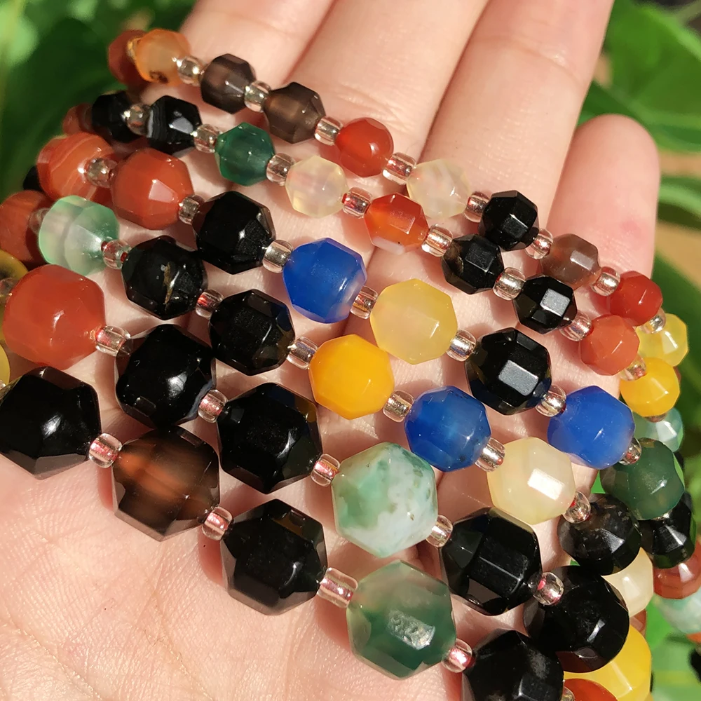

Бусины из натурального камня 6, 8, 10 мм, граненые цветные Агаты, бусины с отверстием для изготовления ювелирных изделий, браслетов «сделай сам...