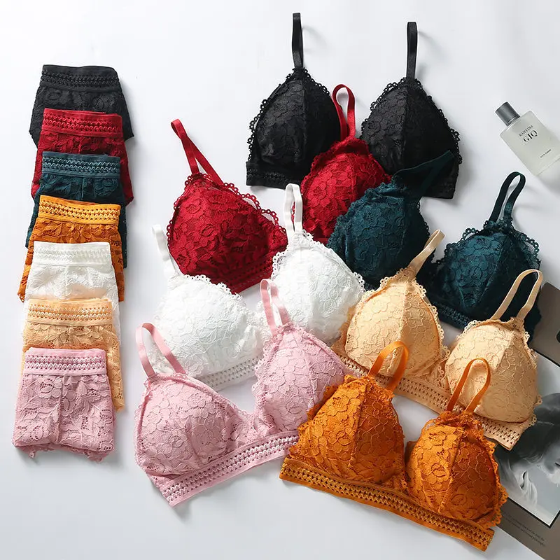 Summer Lace Lingerie Set Triangle Brief Set Seamless Underwear Adjustable Suspender Sexy Lingerie Comfortable Bra Sets