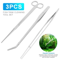 3pcs aquarium tweezers set stainless steel scissors set for aquarium fish tank live plants fish tank cleaning tool sets