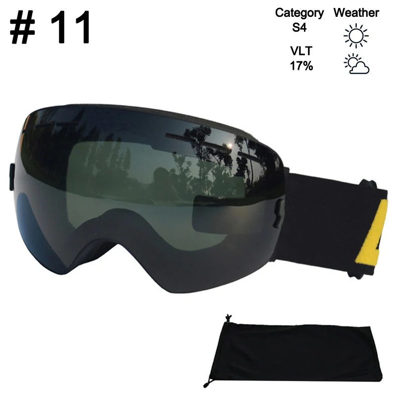 Color 11 Glasses LOCLE сферические лыжные очки Анти-туман двухслойные UV400 большие Лыжные маски сноуборд очки профессиональные лыжные очки - Цвет: Color 11 Glasses