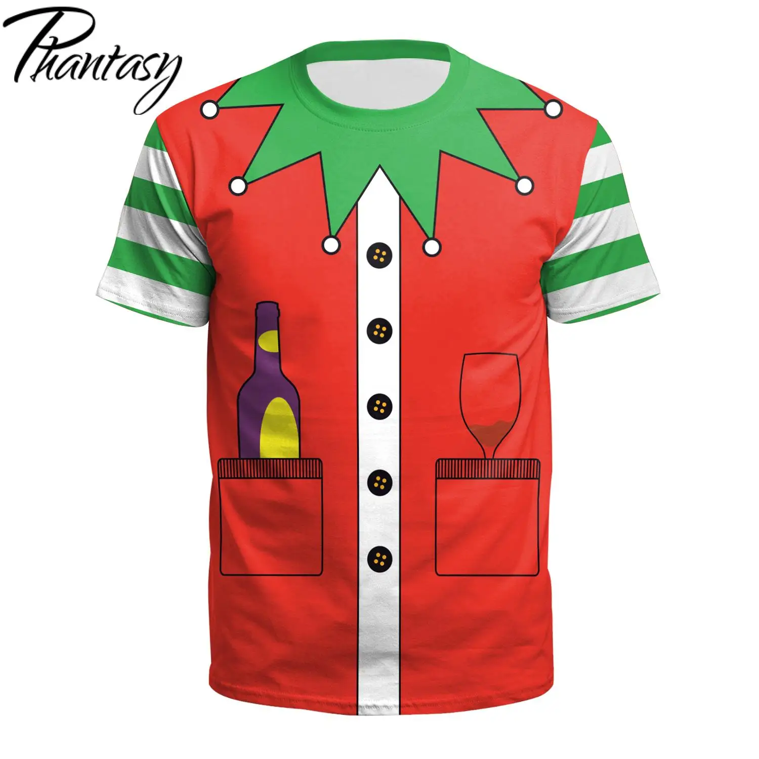 

Phantasy Christmas Print T-shirt Fashion O-neck Casual Costume Short Sleeve Unisex Trendy Tops New Year Decoration T-shirts