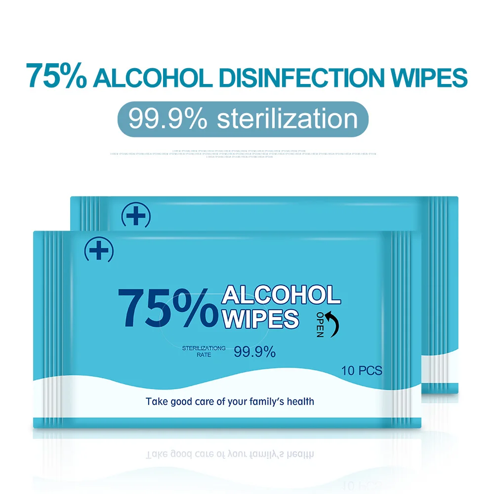 10 sheetодноразовые спиртовые дезинфекционные влажные салфетки Эффективные