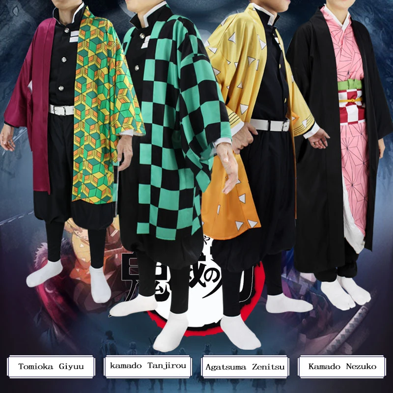 

Anime Demon Slayer Kimetsu No Yaiba Kamado Tanjirou Nezuko Agatsuma Zenitsu Tomioka Giyuu Cosplay Costume Men Women Kimono Outfi