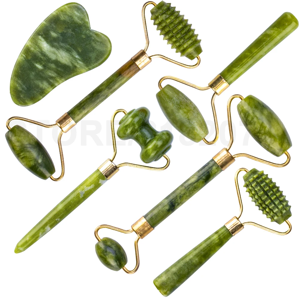 

2pcs Set Jade Stone Roller Facial Massage Roller Double Heads Massager For Face Eye Face Neck Thin Lift Relax Slimming Tools