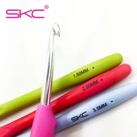 skc high quality 16cm tpr handle crochet hook 10 sizes hand knitted sweaters scarves metal colorful aluminum crochet hook