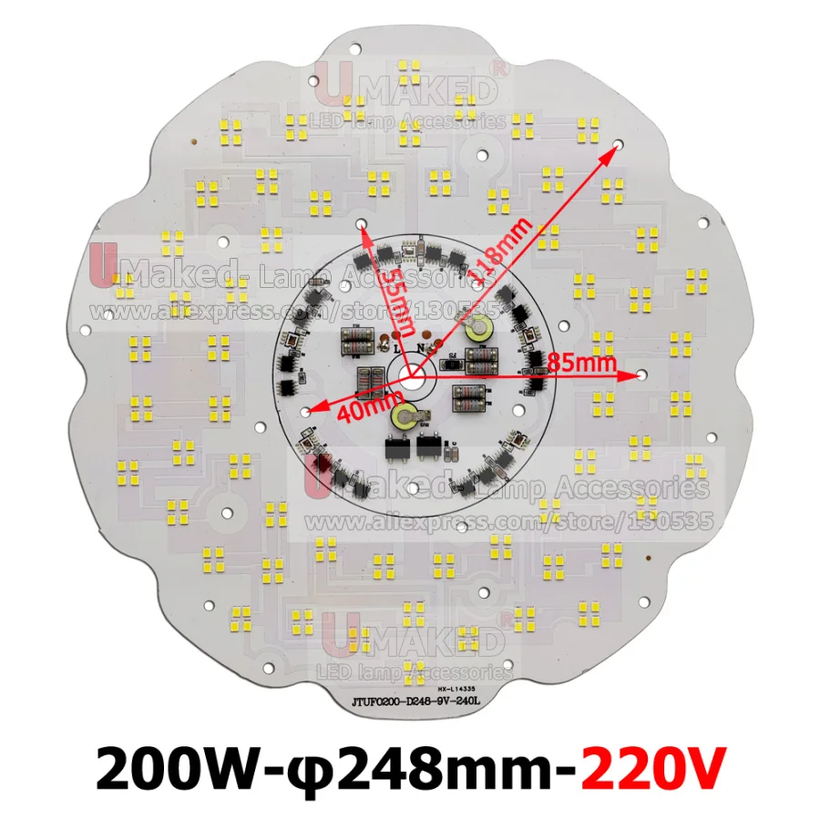 100W 150W 200W AC 220V Led downlight Driverless led pcb with smd integrated IC driver for direct ac220v |