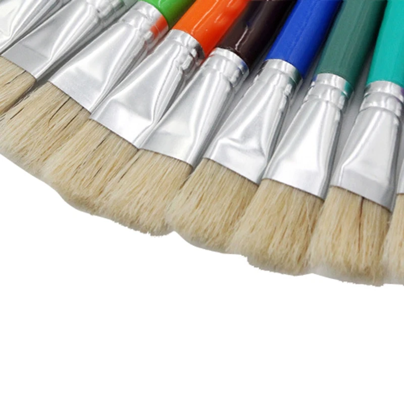 10Pcs Bristle Brush Paint for Children Oil Watercolor Brushes Gouache Drawing Art Tools | Канцтовары для офиса и дома