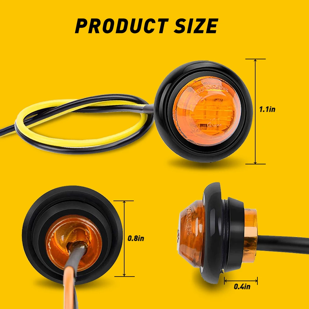 

High Bright 20Pcs Red+Yellow 12V LED Truck Trailer Pickup Side Marker Indicators Light Lamp Strobe Light Car Accessories