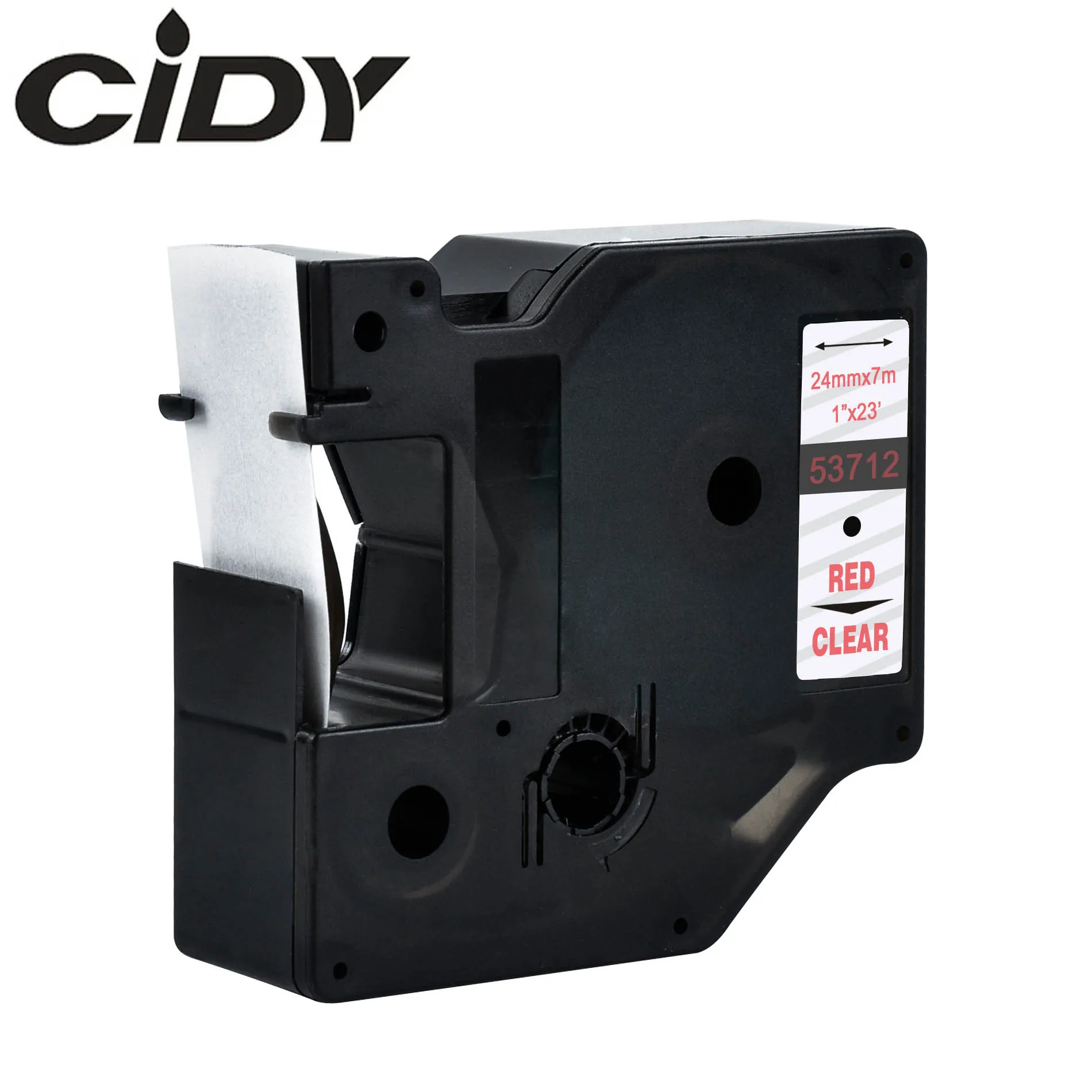 Этикетка CIDY 1 шт. 53713 53718 53710 Совместимость 24 мм черный на белом фоне Dymo D1 ленты с лейблом для маркировочный принтер Dymo LM160 LM280 210 Dymo PNP - Цвет: red on clear