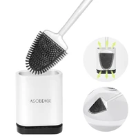 ASOBEAGE Toilet Brushes Cleaner with Holder Set Wall-Mounted Flexible Soft Bristles Cleaner Brush for Floor Bathroom Cleaning