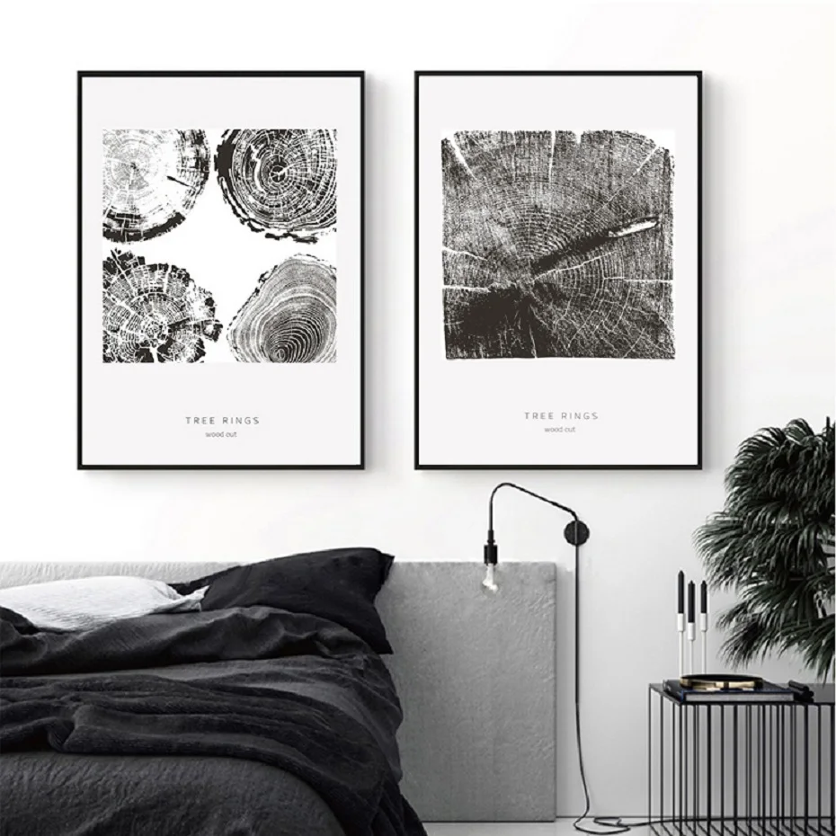 

Nordic Black and White Tree Annual Ring Canvas Prints Posters Wall Art Canvas Paintings Pictures for Living Room Home Decor