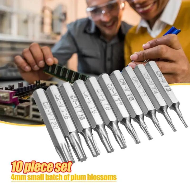 10 шт. CR-V Torx Биты отвертки сверла по металлу с шестигранной ремонта мобильный