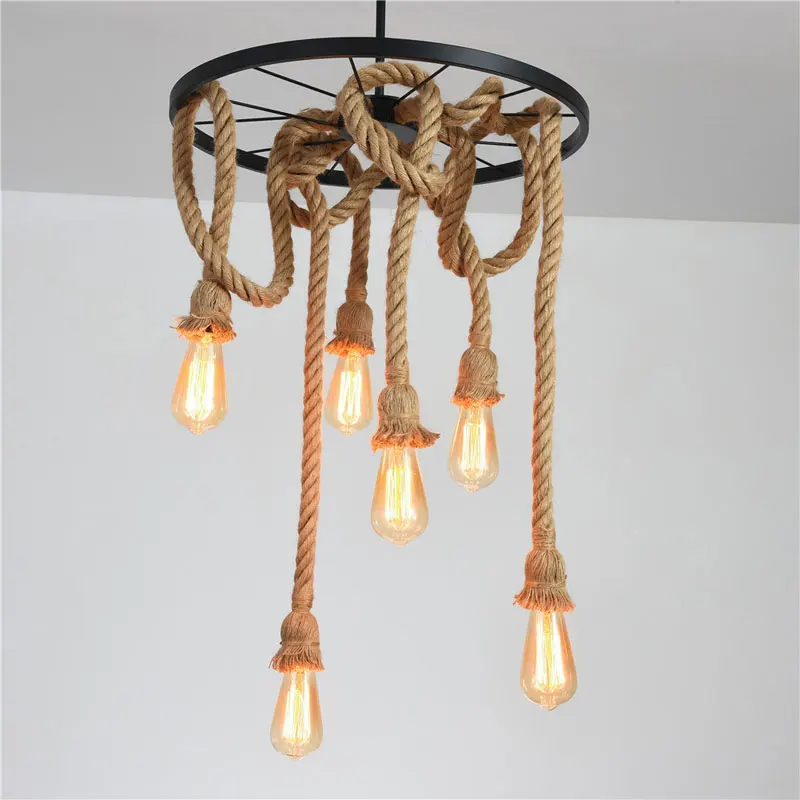 Винтажные лампы E27 в стиле ретро Лофт веревочные светильники для бара ресторана