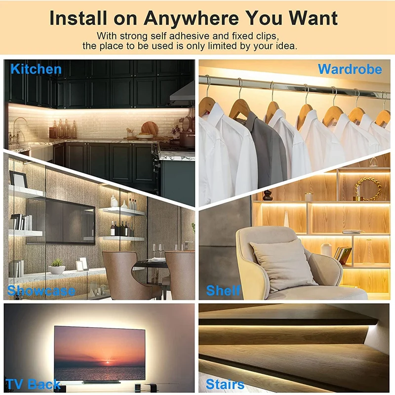 Акция! Комплект осветительных приборов для шкафа 8 шт. приклеивается в любом