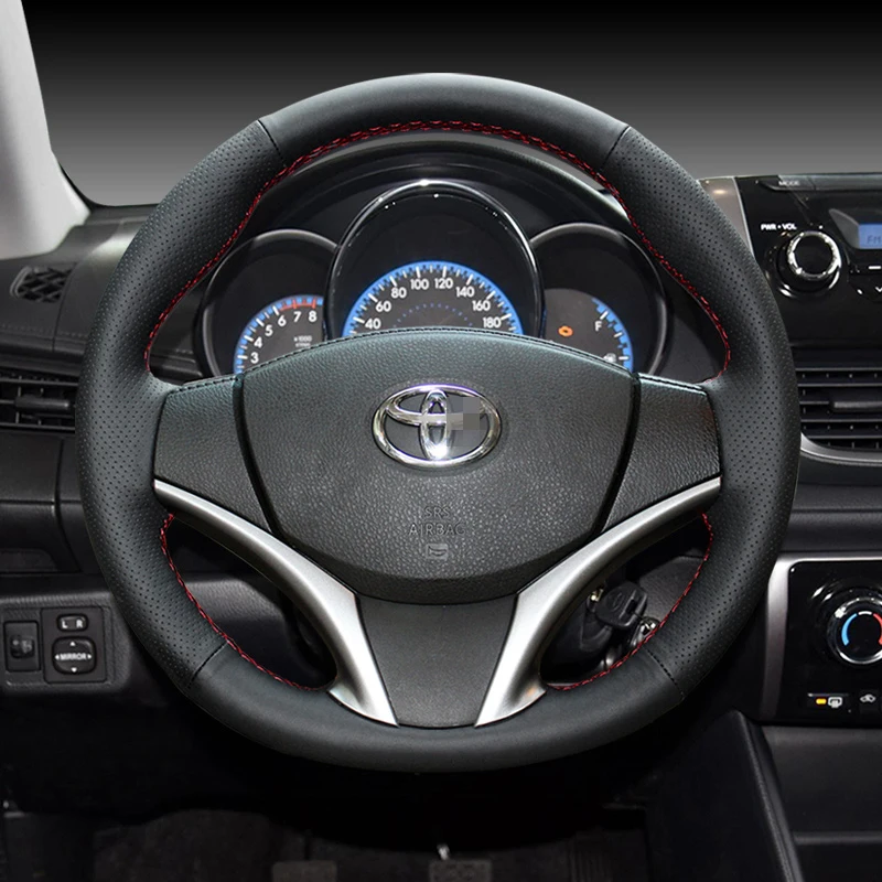 

For Toyota Highlander Corolla Levin Camry Vios RAV4 avalon DIY hand-sewn leather car steering wheel cover