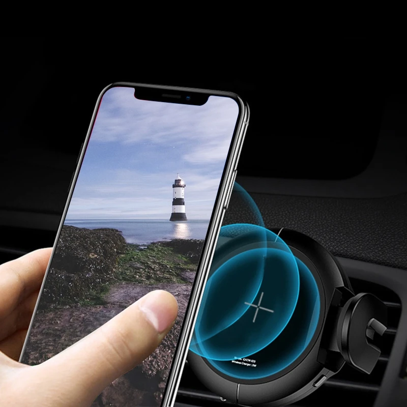 

Wireless Car Charger,15W Qi Fast Charging Auto-Clamping Car Mount,Windshield Air Vent Phone Holder for iPhone Samsung