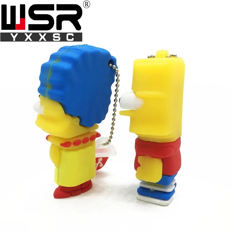 Милый флеш-накопитель с героями мультфильма Симпсоны usb2.0 32gb 64gb 128gb желтый usb флеш-накопитель 4gb 8gb 16gb брелок высокоскоростная Персонализация