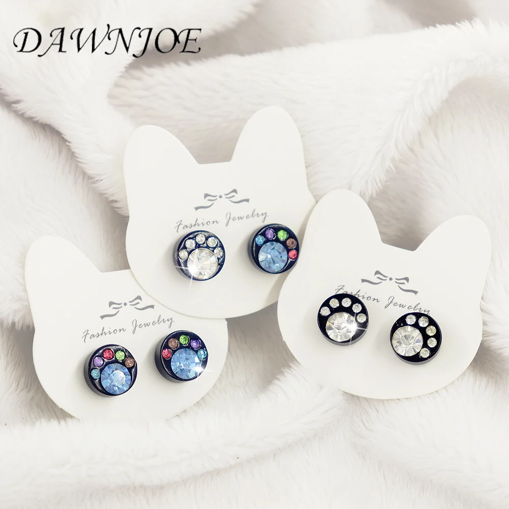

2020 Hit Fashion Earrings 10mm Crystal Animal Dog Cat Paw Magnet Earrings for Women Kid Gift Fake Stud Earrings