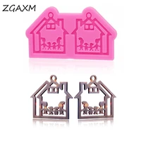 lm 002 new shining house keychain epoxy resin silicone mould charm jewelry earring making mold home kitchen baking gadgets
