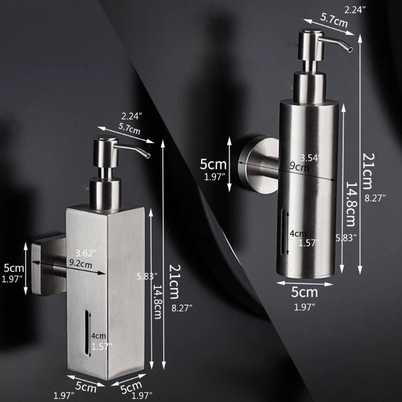 

Stainless Steel Brushed Nickel Finish Soap Dispenser Bathroom Shampoo Box Soap Container Wall Mounted Soap Dispenser