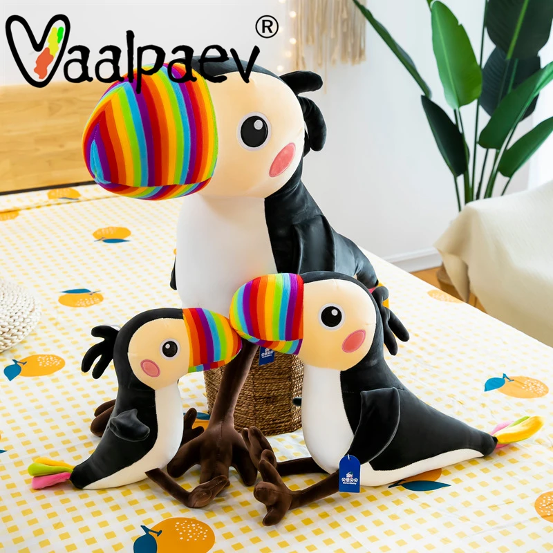 

Lovely Toucan Bird Rainbow Big Mouth Plush Stuffed Soft Animal Toys For Kids Boy Gril Sofa Pillow Car Room Cartoon Gift Baby