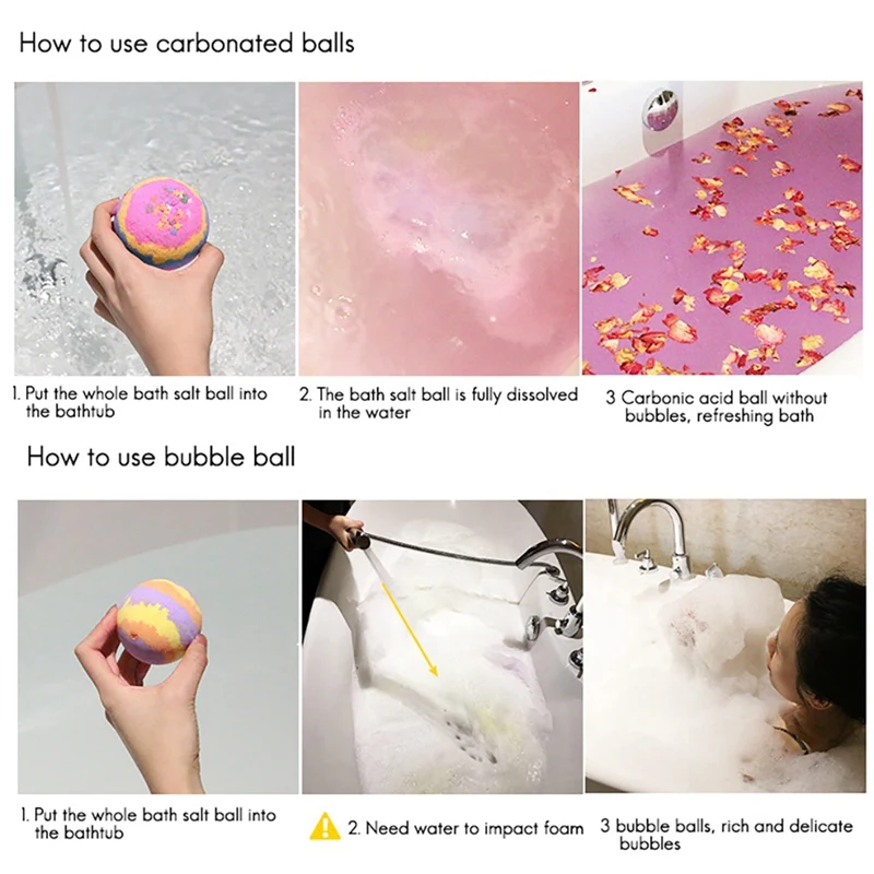 

8 Pcs Bath Ball Bomb Bath Salt Ball Set Bubble Bars Salt Ball Rose Coconut Lemon Green Tea Strawberry Orange Lavender