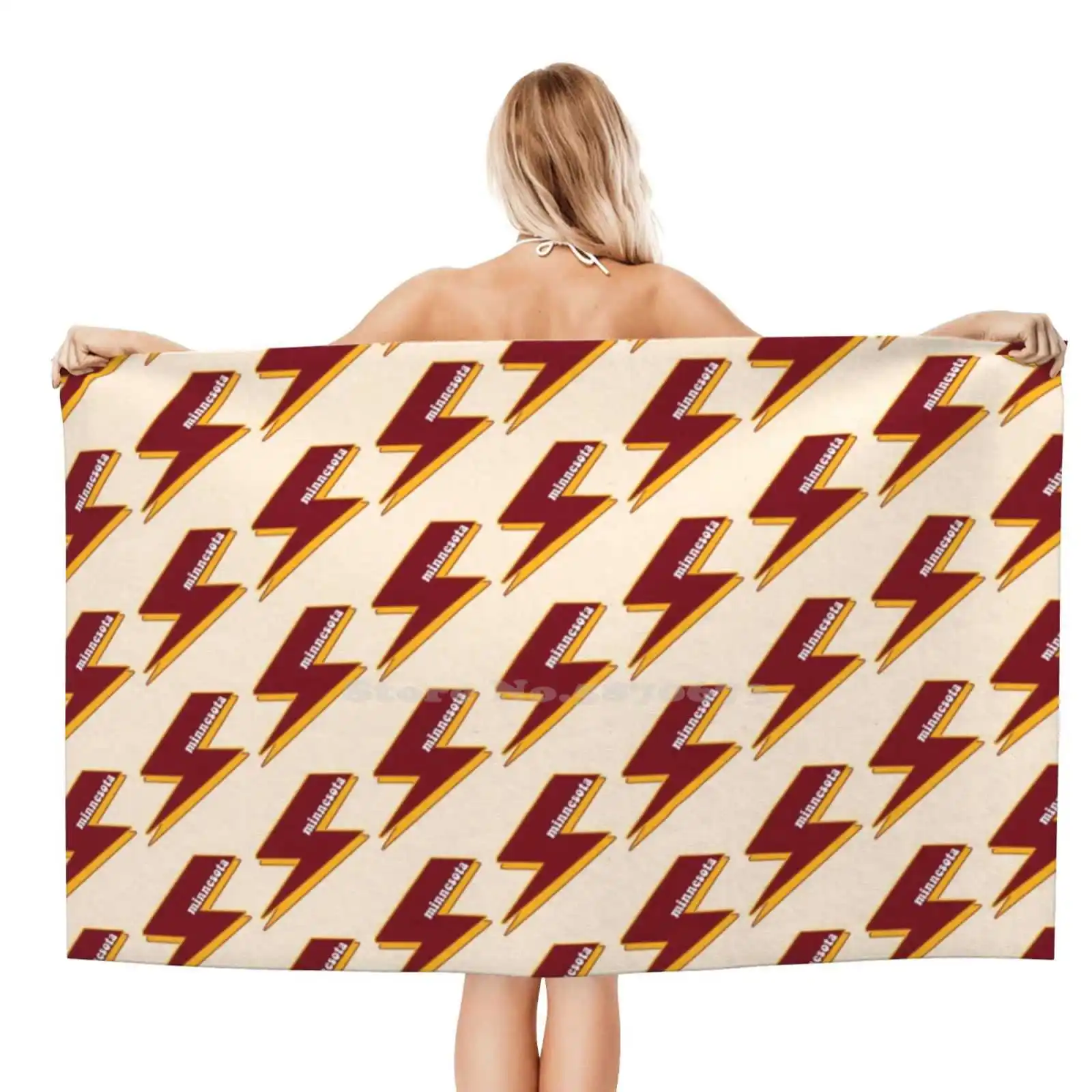 Модное мягкое банное полотенце Миннесота Университетский колледж Молния болта