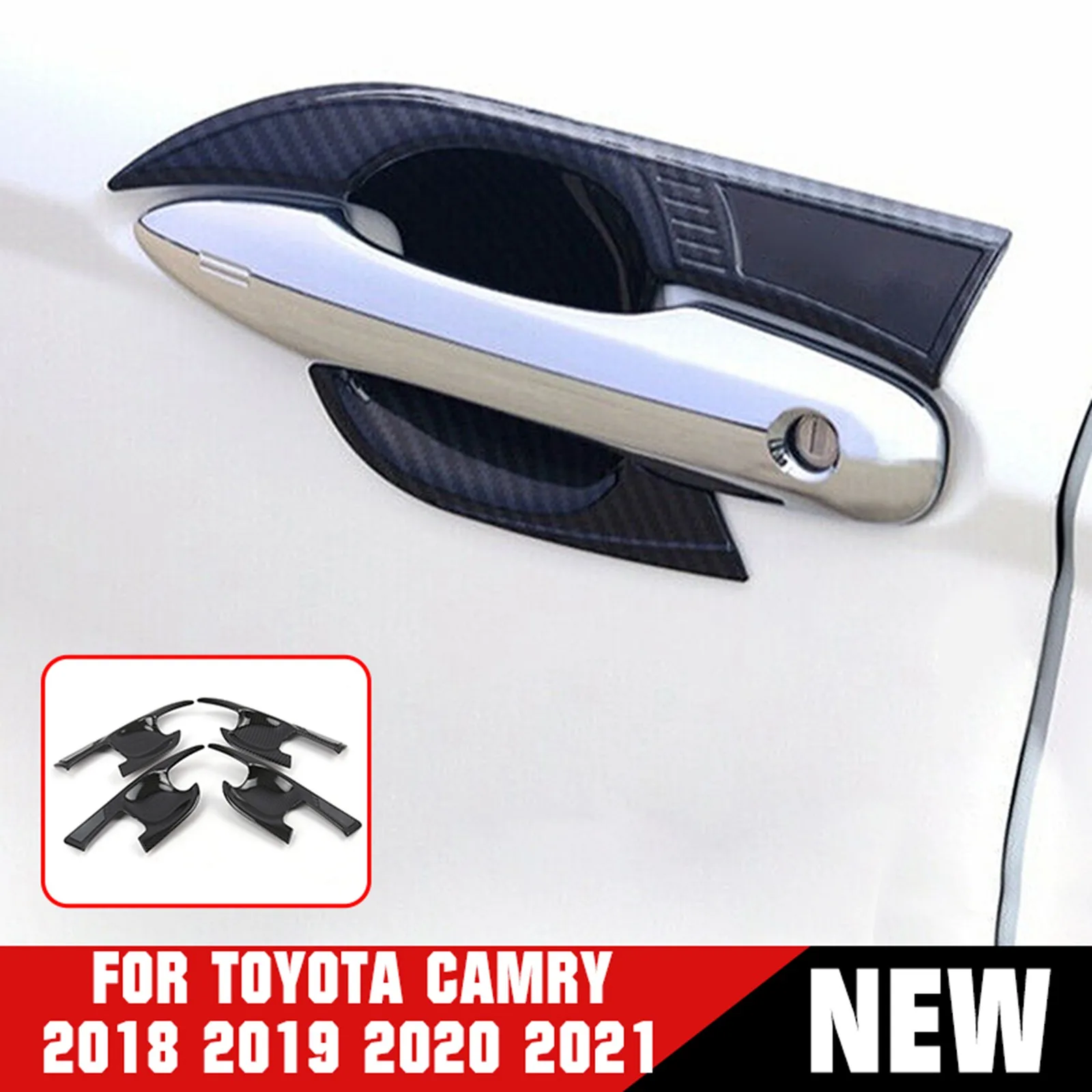 

4 шт. для TOYOTA Camry 2018-2021 углеродное волокно ABS боковая дверная ручка крышка чаши отделка Аксессуары для стайлинга автомобиля
