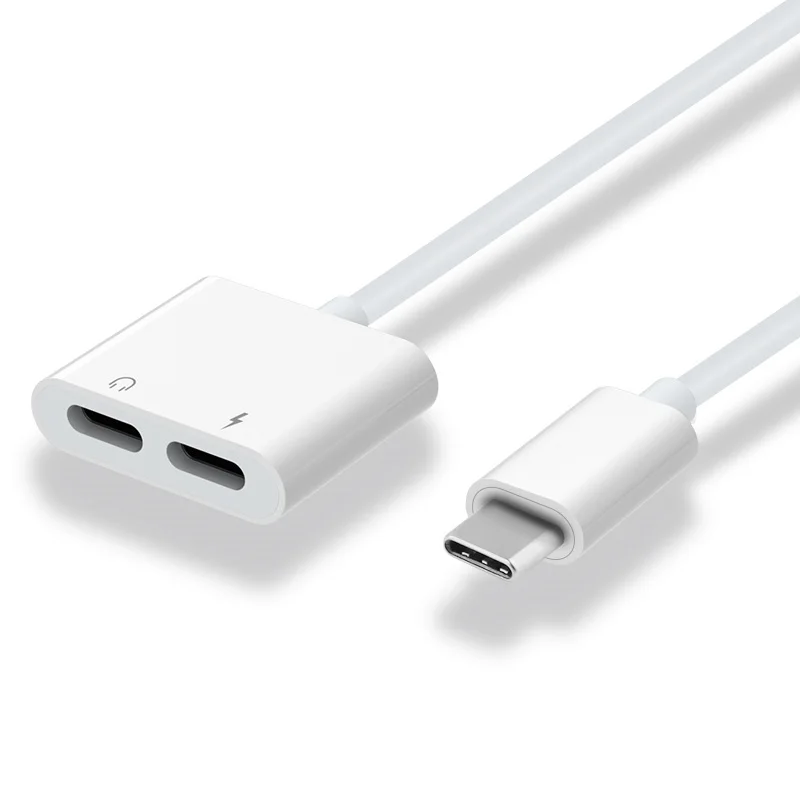 Адаптер 2 в 1 с двумя разъемами USB Type-C для наушников аудио-зарядки звонков