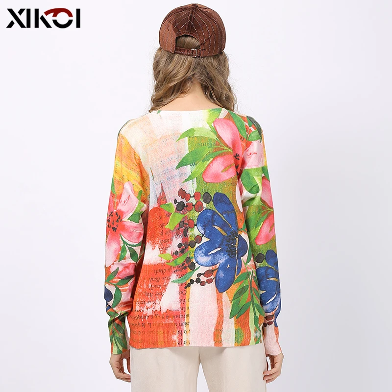 Осенний вязаный свитер Женский Зимний пуловер с круглым вырезом сексуальные