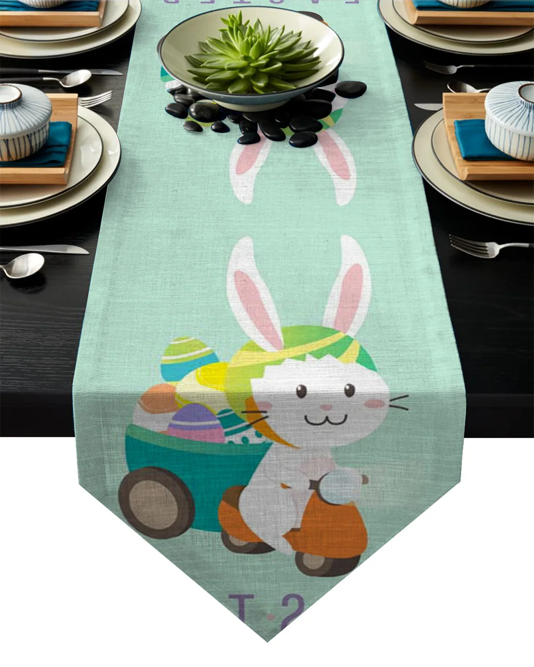Пасхальный кролик автомобиль пасхальные яйца настольная дорожка Рождественский