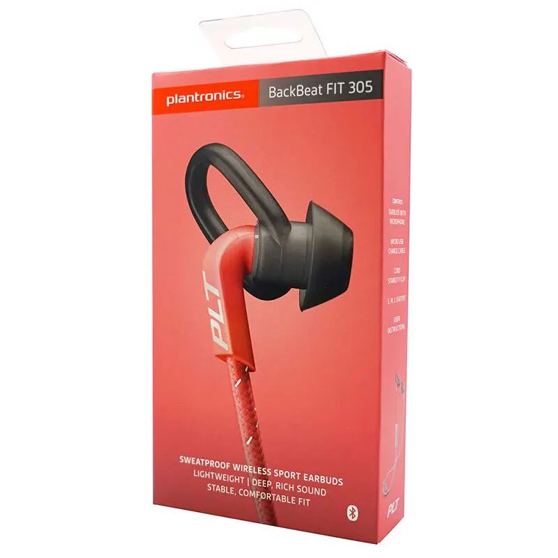 Беспроводные спортивные Bluetooth-наушники PLANTRONICS BACKBEAT FIT 305 водонепроницаемость IPX5 6