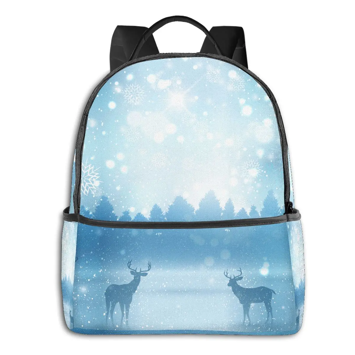 

Новинка 2021, рюкзак с зимним ландшафтом и оленями, дорожная женская сумка, Повседневная Студенческая сумка, сумка для ноутбука, сумка для кни...