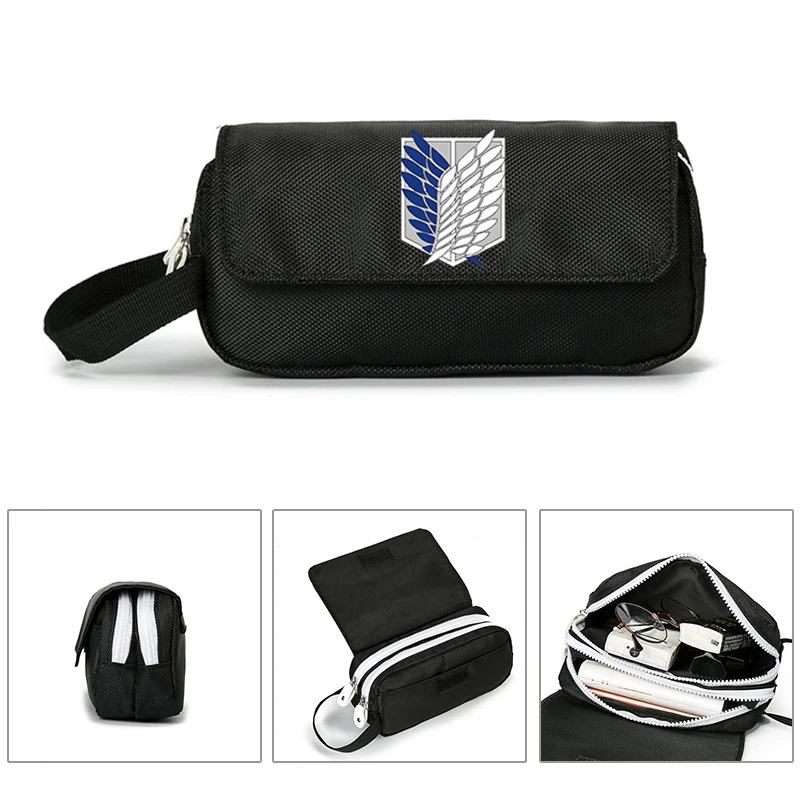 Нейлоновый чехол сумка Attack on Titan с двойной молнией для школьников и студентов| |