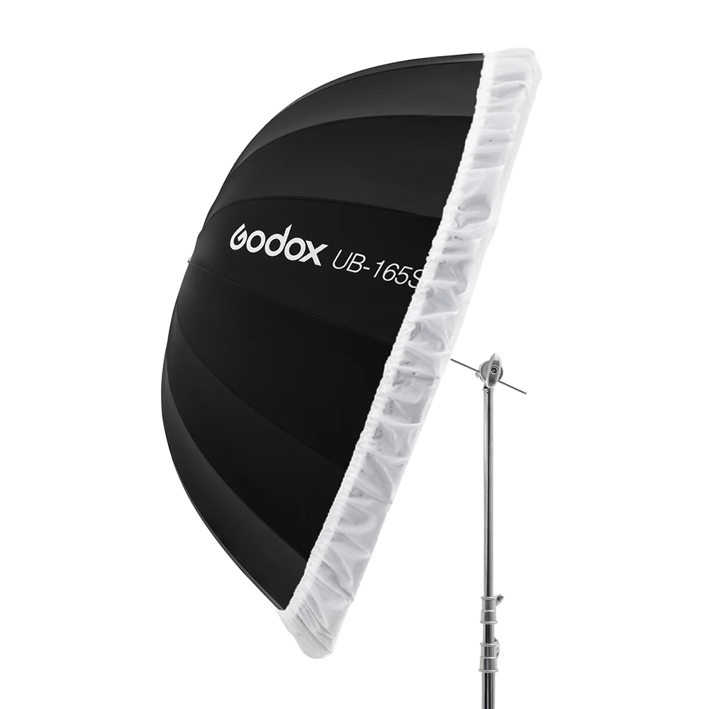 

Godox UB-165S 65 Дюймов 165 см параболический черный светоотражающий Зонт студисветильник ный Зонт с черным серебряным рассеивателем