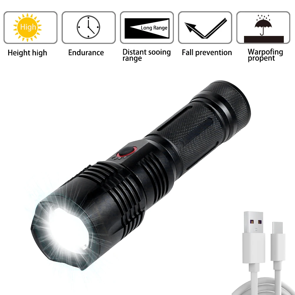 

Фонасветильник XHP светодиодный, 4 режима, водонепроницаемый, с USB-зарядкой