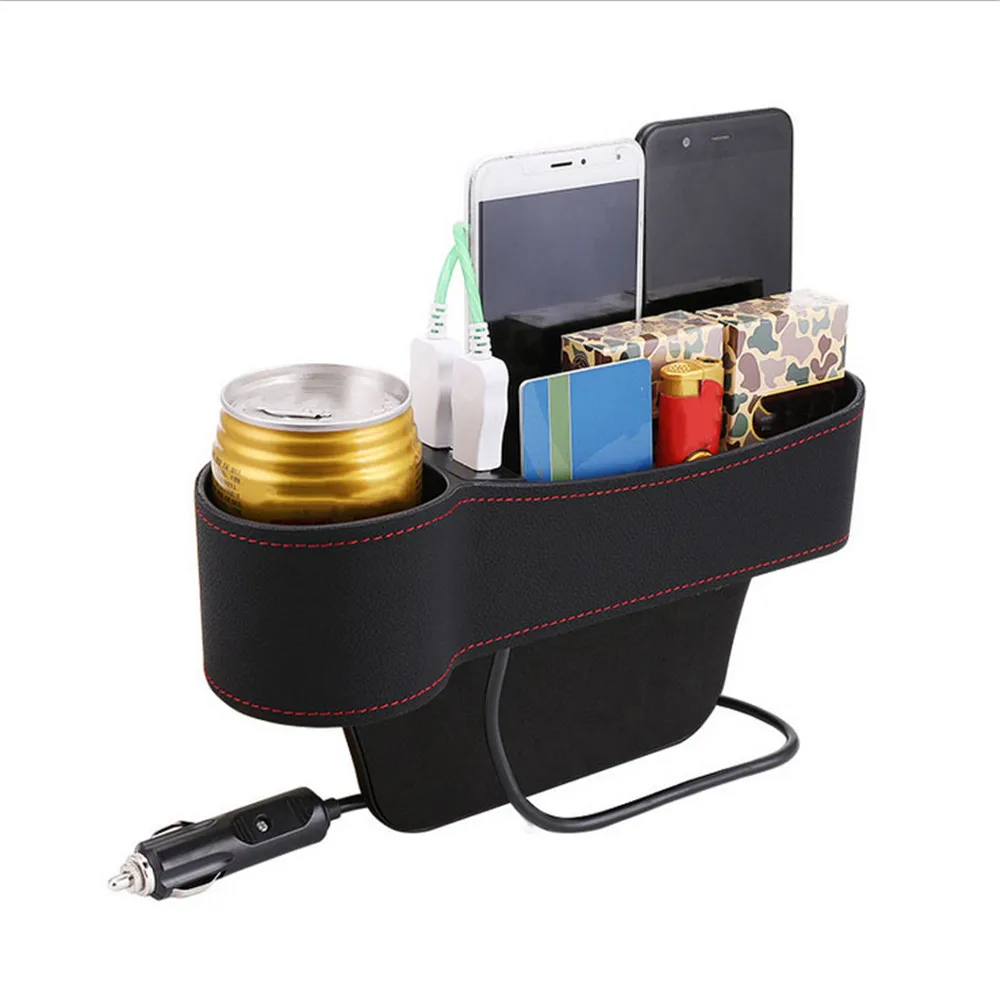 

Car Accessories Auto USB Charger Phone Storage Box Pu Leather Seat Gap Filler Stopper Multifunctional Interior Decoration