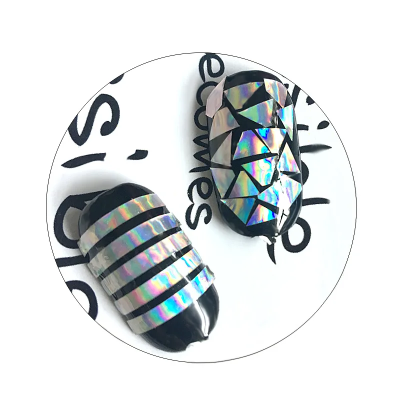 

1 Sheets Holo Nail Sticker Adhesive Ultra Thin Laser Line Candy Nail Foil Decal
