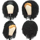 Парик с повязкой на голову для чернокожих женщин, искусственные волосы, кудрявые, полностью машинная работа, с повязкой на голову