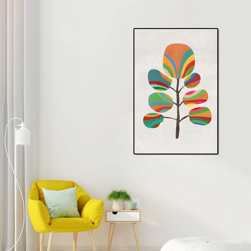 Скандинавский современный стиль абстрактное дерево Красочные листья настенная