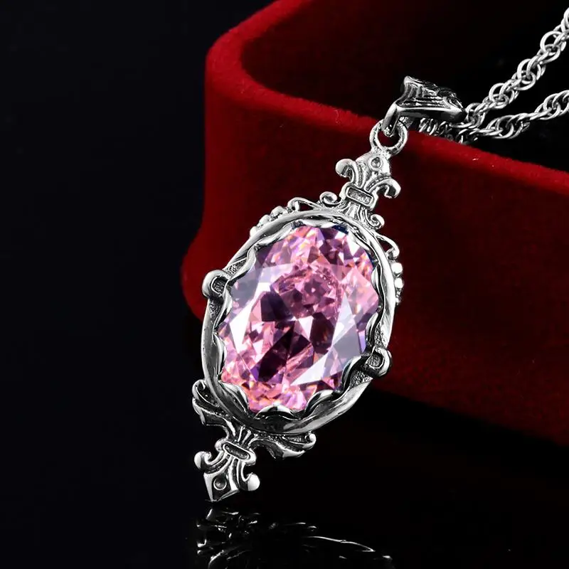 Розовый ожерелье с подвеской для женщин серебро 925 ювелирные изделия в стиле