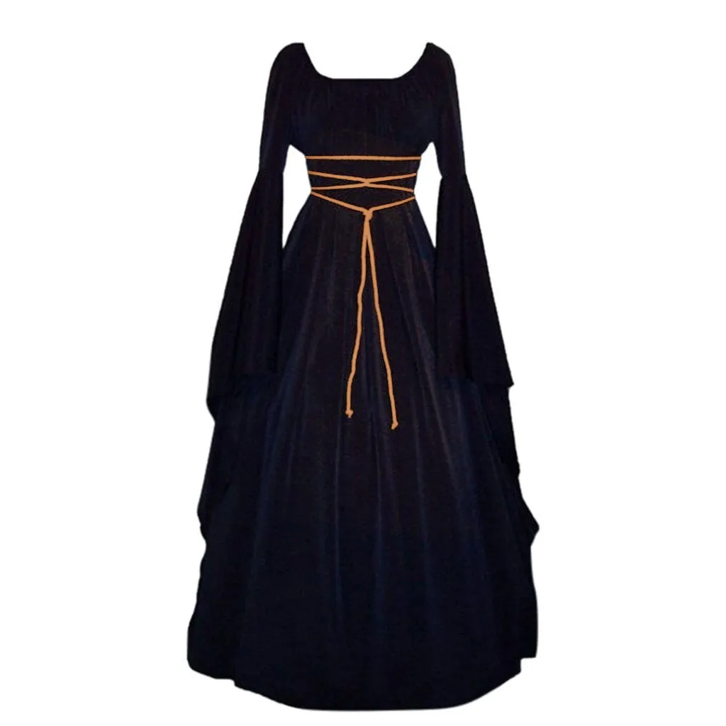 Женское винтажное платье до пола готическое в средневековом стиле длинное для