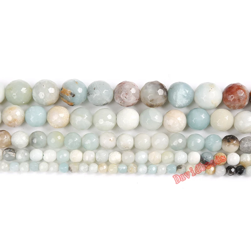 Бусины из натурального амазонита граненые круглые 16 дюймов 4 6 8 10 12 мм | Украшения