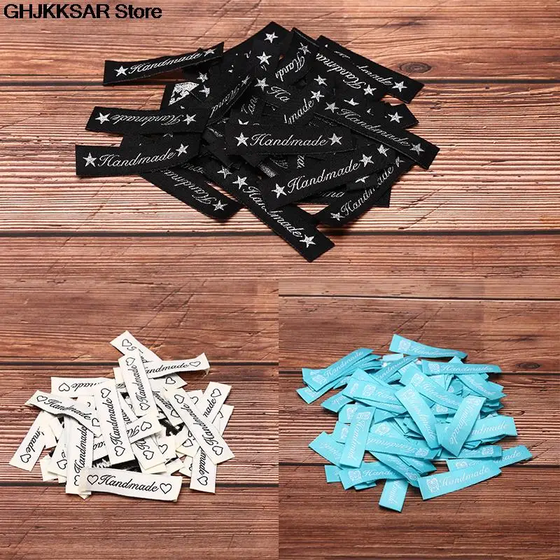 50pcs Cotton Main Labels for T-shirt Embossed Tags DIY Flag For Garment stitching Accessories | Дом и сад