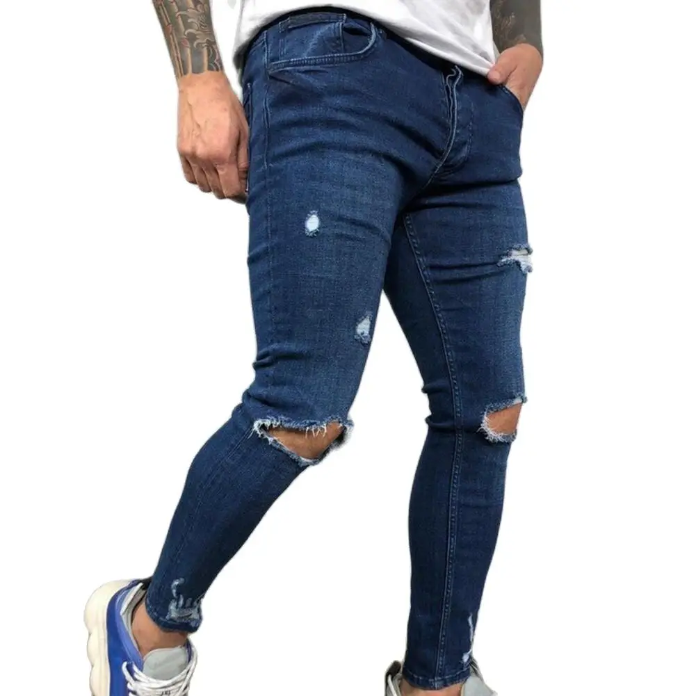

Wonderful Trousers Knee Hole 5 Sizes Men Pants Split Design Men Trousers