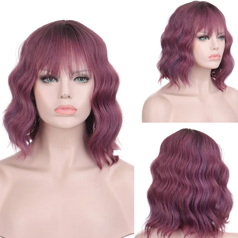 

Short wave various colorsgradient color wigs, ladies natural synthetic hair wigs with tassels suitable for cosplay daily parties