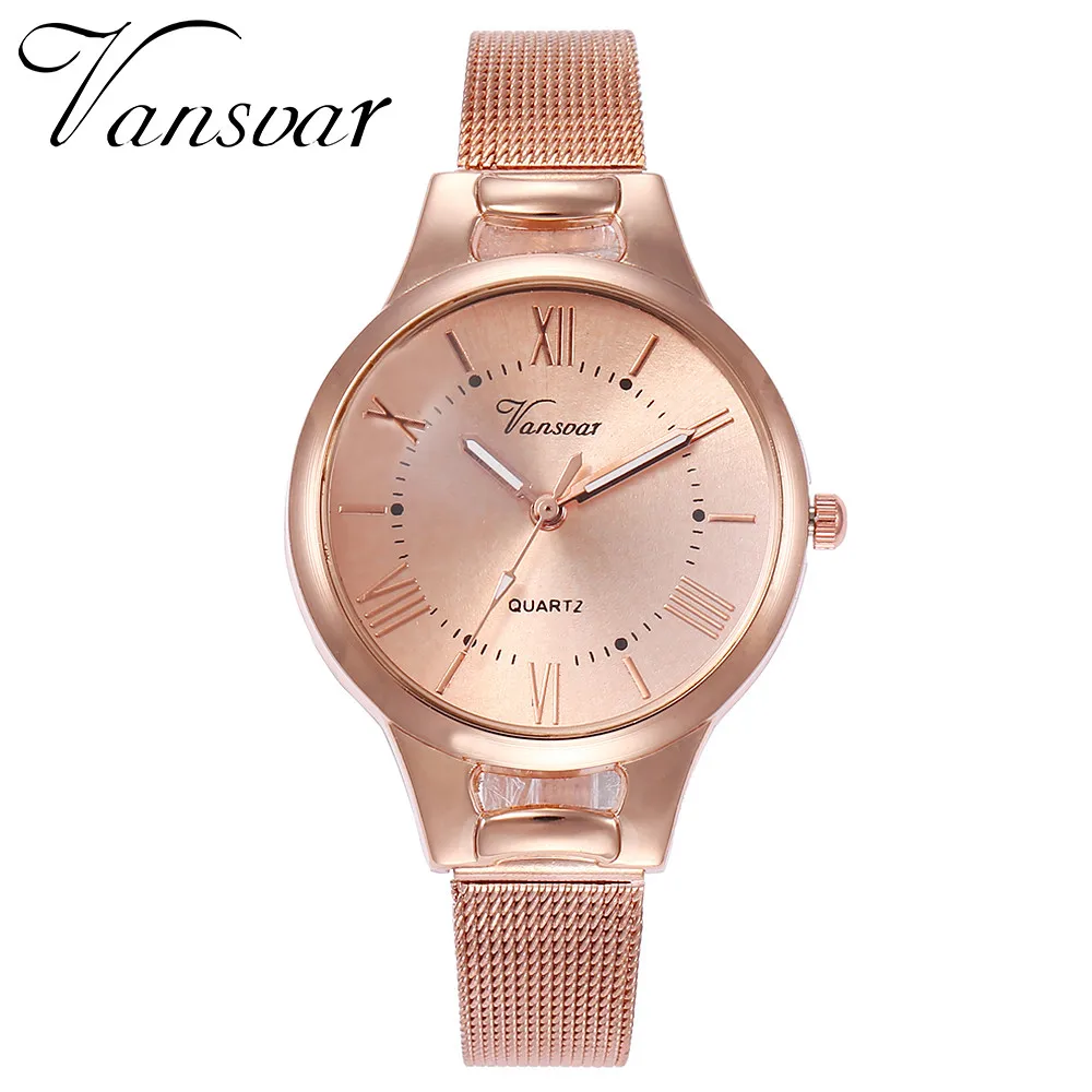 

Vansvar Women's Watches Simple Romantic Rose Gold Mesh Strap Women Wrist Watch Luxury Ladies Watch Reloj Mujer Relogio Feminino