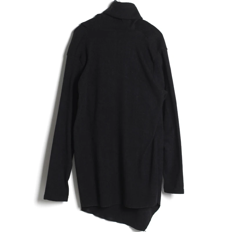 Ранняя весна, Корейская версия, новая однотонная свободная необычная Повседневная футболка с длинным рукавом и высоким воротником, джемпер perso
