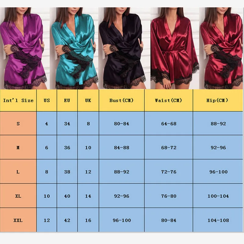 

Sexy Lingerie Womens Robe Sleepwear Underwear Night Dress Mini Nightgown Summer Slip Lace Satin Dress