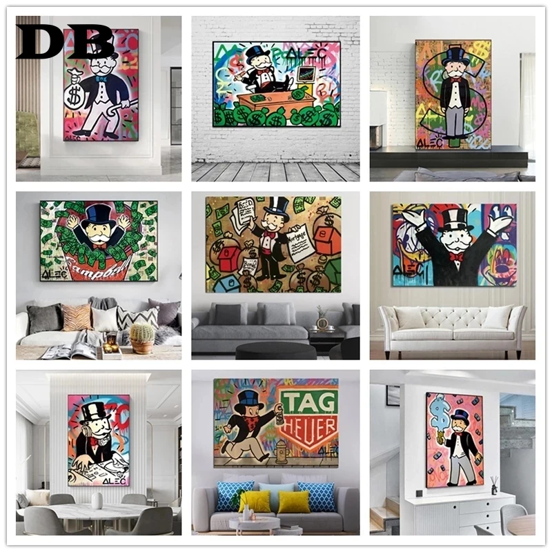 

Alec Monopoly Graffiti Wall Art Money Paintings on The Wall Art Posters Prints The World Is Yours Modern Art Pictures Unframed